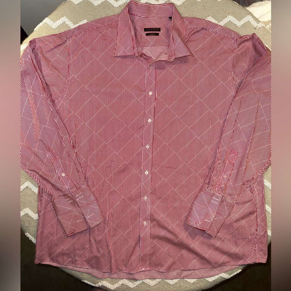 Sean‎ John Tailored fit Men's Red Striped button Shirt